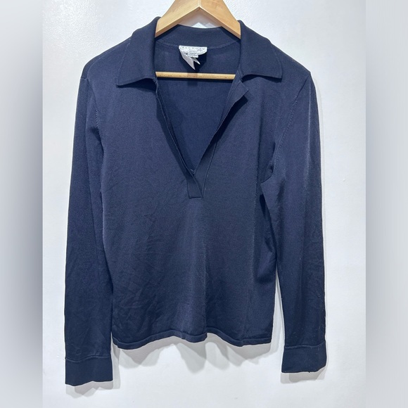 Talbots Tops - Talbots Collection Women’s Navy Italian Yarn Knit Long Sleeve Top Size L